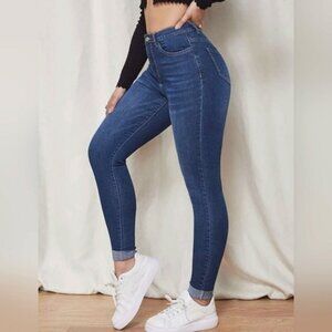 3/$20 SHEIN High Waist Skinny Jeans Faded Whiskered Stretch Denim